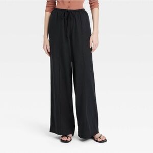 Target A New Day black high rise wide leg linen pull-on pants